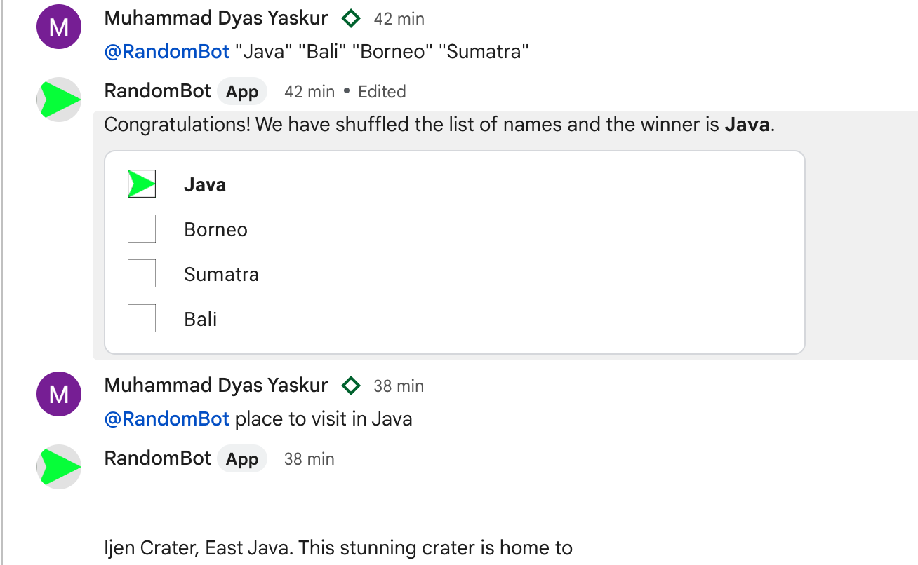 RandomBot - Unleash the Power of Random in Google Chat